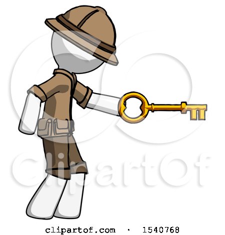 White Explorer Ranger Man with Big Key of Gold Opening Something by Leo Blanchette