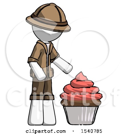 White Explorer Ranger Man with Giant Cupcake Dessert by Leo Blanchette