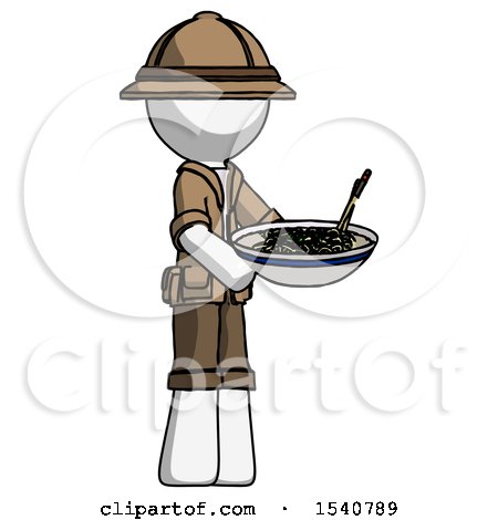 White Explorer Ranger Man Holding Noodles Offering to Viewer by Leo Blanchette