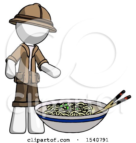 White Explorer Ranger Man and Noodle Bowl, Giant Soup Restaraunt Concept by Leo Blanchette