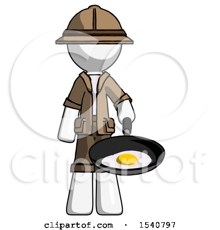 White Explorer Ranger Man Frying Egg in Pan or Wok by Leo Blanchette