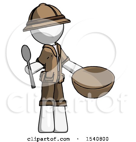 White Explorer Ranger Man with Empty Bowl and Spoon Ready to Make Something by Leo Blanchette
