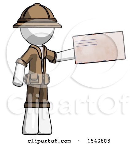 White Explorer Ranger Man Holding Large Envelope by Leo Blanchette