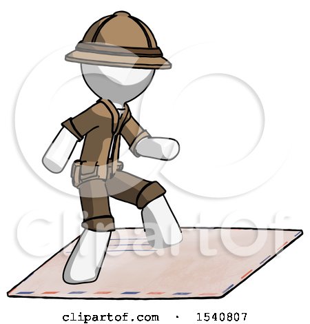 White Explorer Ranger Man on Postage Envelope Surfing by Leo Blanchette