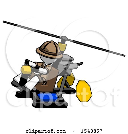 White Explorer Ranger Man Flying in Gyrocopter Front Side Angle Top View by Leo Blanchette