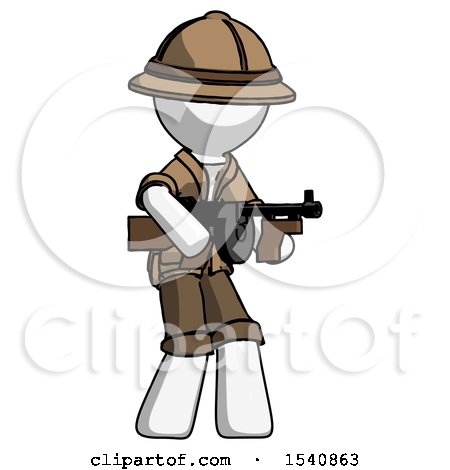 White Explorer Ranger Man Tommy Gun Gangster Shooting Pose by Leo Blanchette