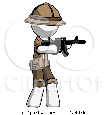 White Explorer Ranger Man Shooting Automatic Assault Weapon by Leo Blanchette