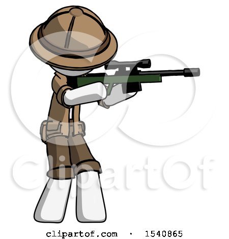 White Explorer Ranger Man Shooting Sniper Rifle by Leo Blanchette