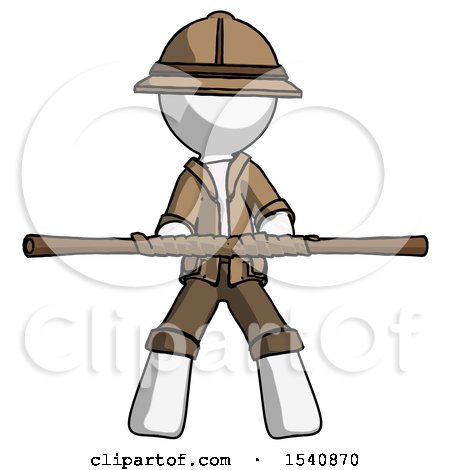 White Explorer Ranger Man Bo Staff Kung Fu Defense Pose by Leo Blanchette