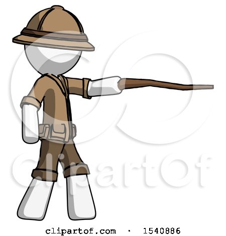 White Explorer Ranger Man Pointing with Hiking Stick by Leo Blanchette