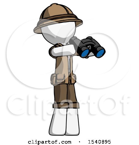 White Explorer Ranger Man Holding Binoculars Ready to Look Right by Leo Blanchette
