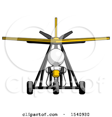 White Design Mascot Man in Ultralight Aircraft Front View by Leo Blanchette