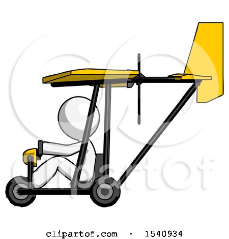 White Design Mascot Man in Ultralight Aircraft Side View by Leo Blanchette