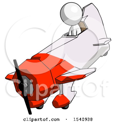 White Design Mascot Man in Geebee Stunt Plane Descending View by Leo Blanchette