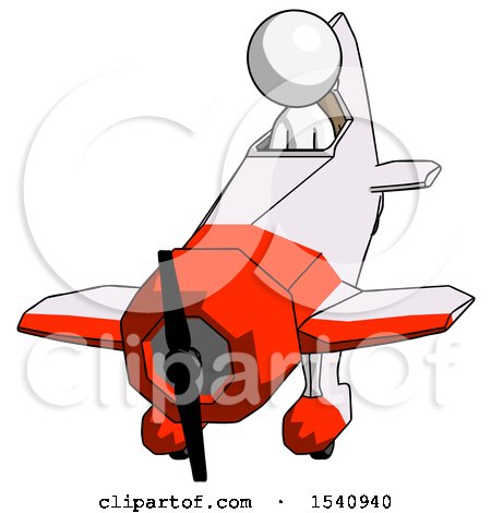 White Design Mascot Man in Geebee Stunt Plane Descending Front Angle View by Leo Blanchette