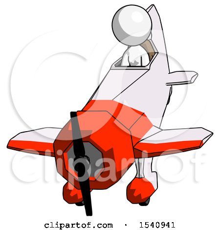 White Design Mascot Woman in Geebee Stunt Plane Descending Front Angle View by Leo Blanchette