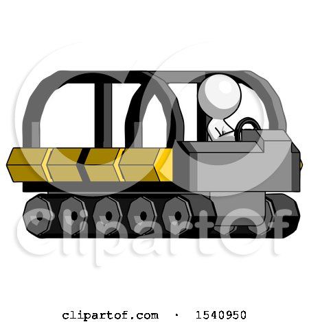 White Design Mascot Man Driving Amphibious Tracked Vehicle Side Angle View by Leo Blanchette