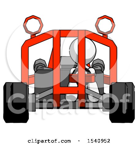 White Design Mascot Man Riding Sports Buggy Front View by Leo Blanchette
