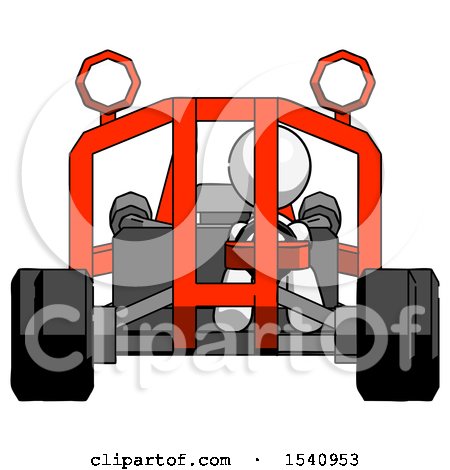 White Design Mascot Woman Riding Sports Buggy Front View by Leo Blanchette