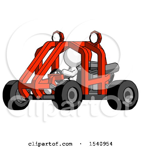 White Design Mascot Man Riding Sports Buggy Side Angle View by Leo Blanchette