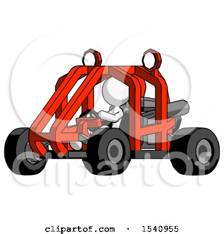 White Design Mascot Woman Riding Sports Buggy Side Angle View by Leo Blanchette