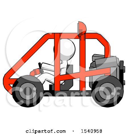 White Design Mascot Man Riding Sports Buggy Side View by Leo Blanchette