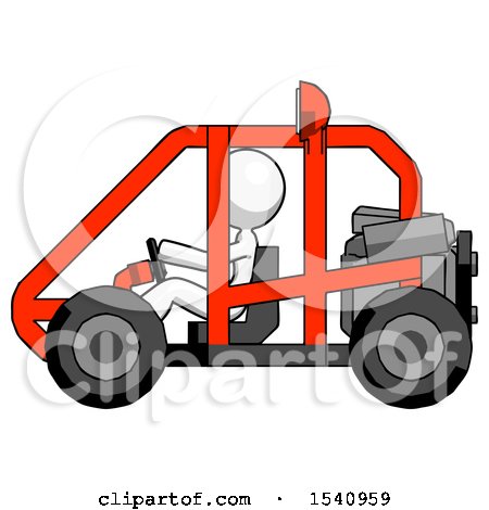 White Design Mascot Woman Riding Sports Buggy Side View by Leo Blanchette