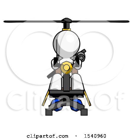 White Design Mascot Man Flying in Gyrocopter Front View by Leo Blanchette