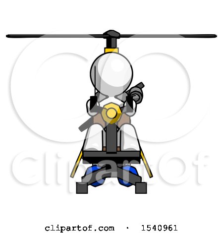 White Design Mascot Woman Flying in Gyrocopter Front View by Leo Blanchette