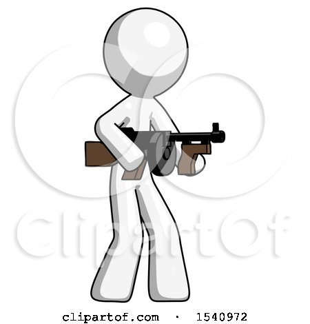 White Design Mascot Man Tommy Gun Gangster Shooting Pose by Leo Blanchette