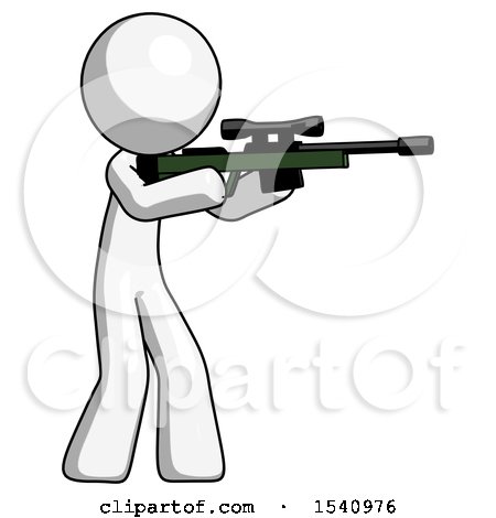 White Design Mascot Man Shooting Sniper Rifle by Leo Blanchette