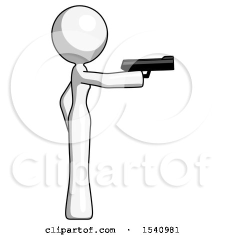 White Design Mascot Woman Firing a Handgun by Leo Blanchette