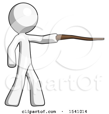 White Design Mascot Man Pointing with Hiking Stick by Leo Blanchette