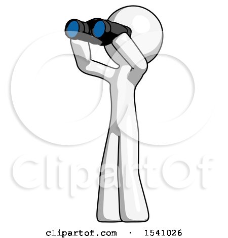 White Design Mascot Man Looking Through Binoculars to the Left by Leo Blanchette