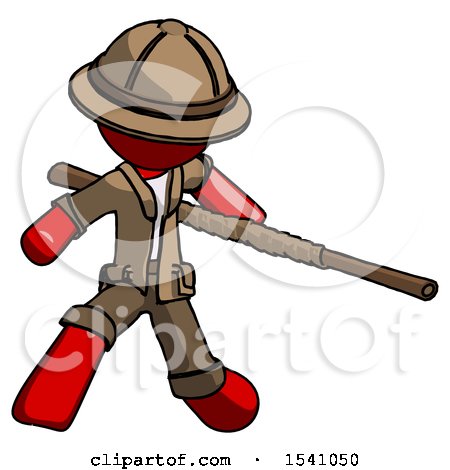 Red Explorer Ranger Man Bo Staff Action Hero Kung Fu Pose by Leo Blanchette