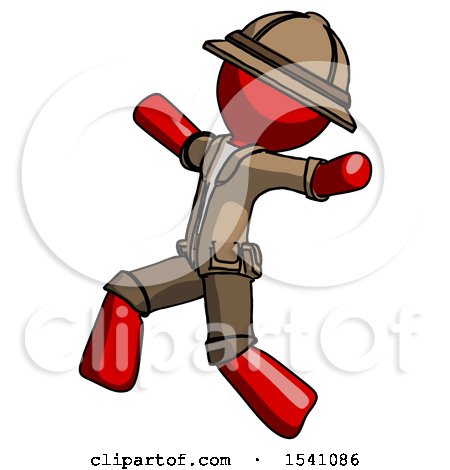 Red Explorer Ranger Man Running Away in Hysterical Panic Direction Left by Leo Blanchette