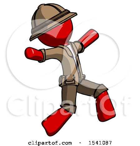 Red Explorer Ranger Man Running Away in Hysterical Panic Direction Right by Leo Blanchette