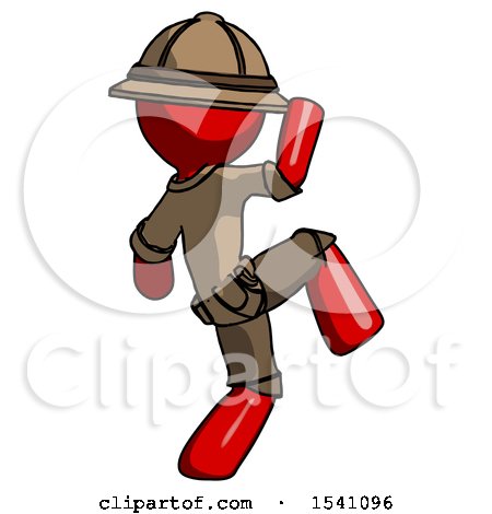 Red Explorer Ranger Man Kick Pose Start by Leo Blanchette