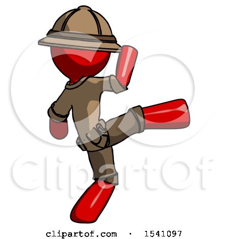 Red Explorer Ranger Man Kick Pose by Leo Blanchette