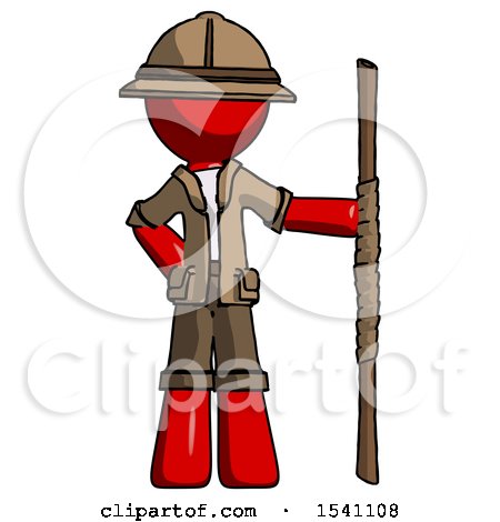 Red Explorer Ranger Man Holding Staff or Bo Staff by Leo Blanchette