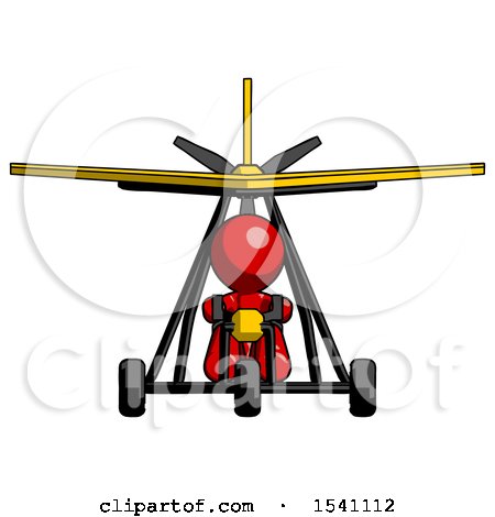 Red Design Mascot Man in Ultralight Aircraft Front View by Leo Blanchette