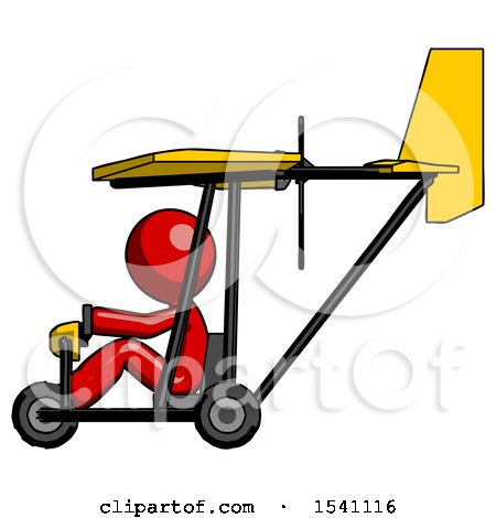 Red Design Mascot Man in Ultralight Aircraft Side View by Leo Blanchette
