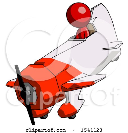 Red Design Mascot Man in Geebee Stunt Plane Descending View by Leo Blanchette