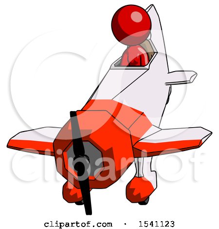 Red Design Mascot Woman in Geebee Stunt Plane Descending Front Angle View by Leo Blanchette