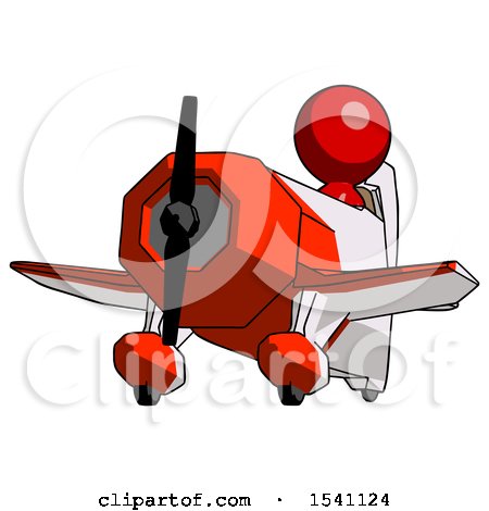 Red Design Mascot Man Flying in Geebee Stunt Plane Viewed from Below by Leo Blanchette