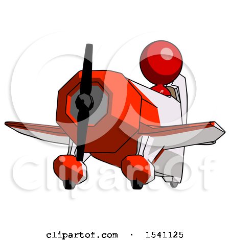 Red Design Mascot Woman Flying in Geebee Stunt Plane Viewed from Below by Leo Blanchette