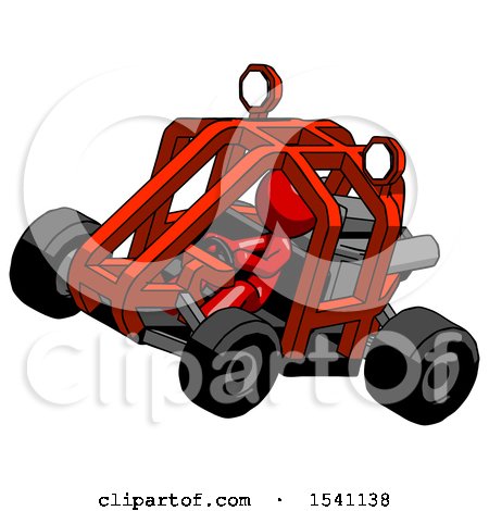 Red Design Mascot Man Riding Sports Buggy Side Top Angle View by Leo Blanchette