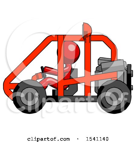 Red Design Mascot Man Riding Sports Buggy Side View by Leo Blanchette