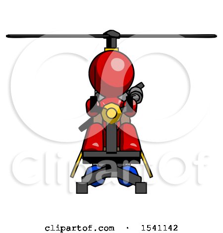 Red Design Mascot Man Flying in Gyrocopter Front View by Leo Blanchette