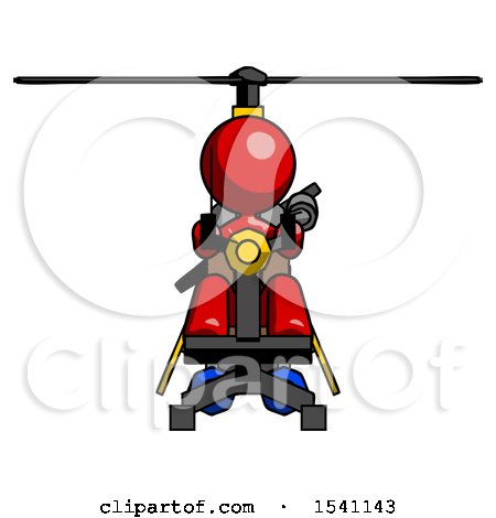 Red Design Mascot Woman Flying in Gyrocopter Front View by Leo Blanchette